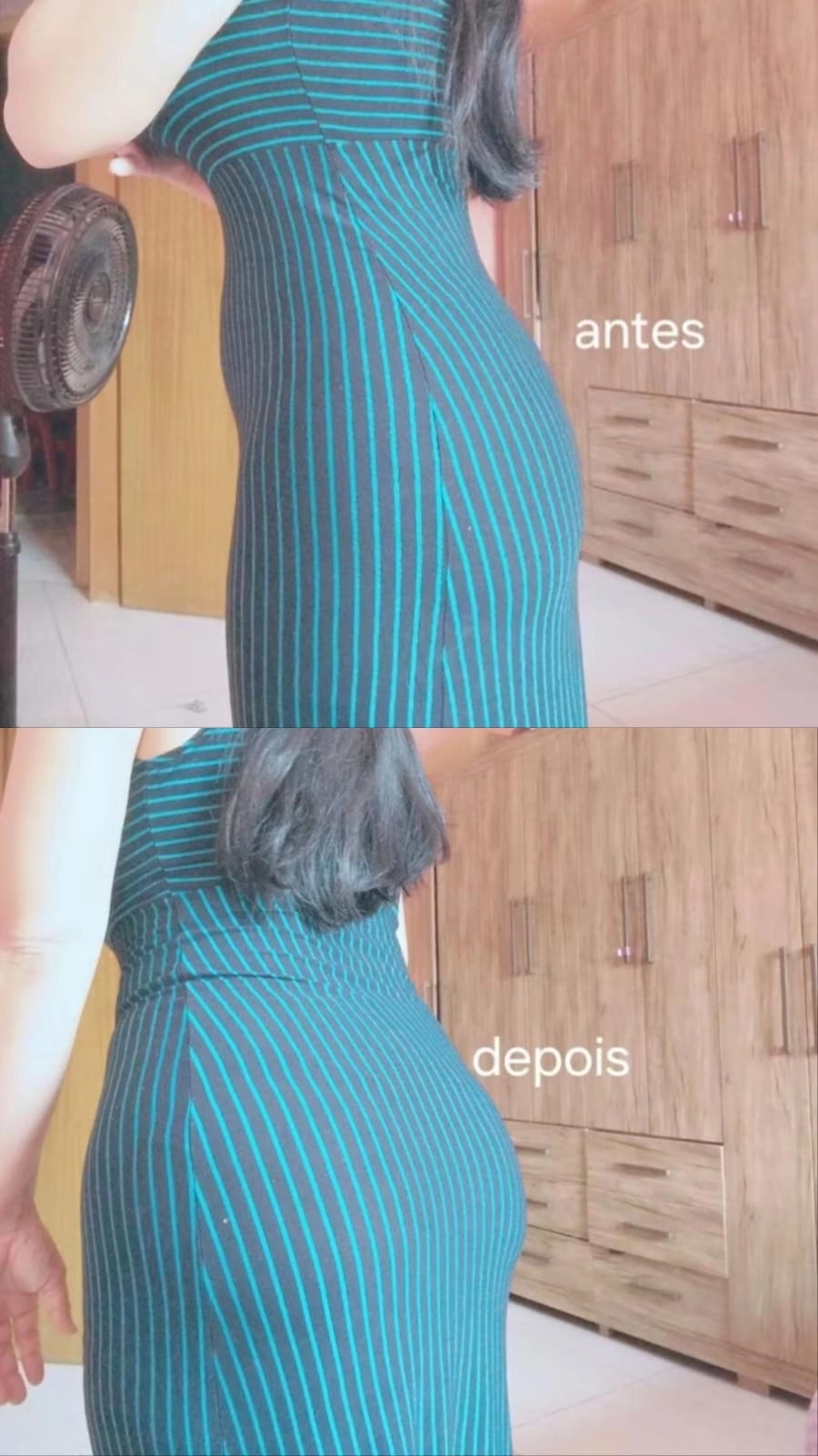 Comparação de caimento usando vestido justo