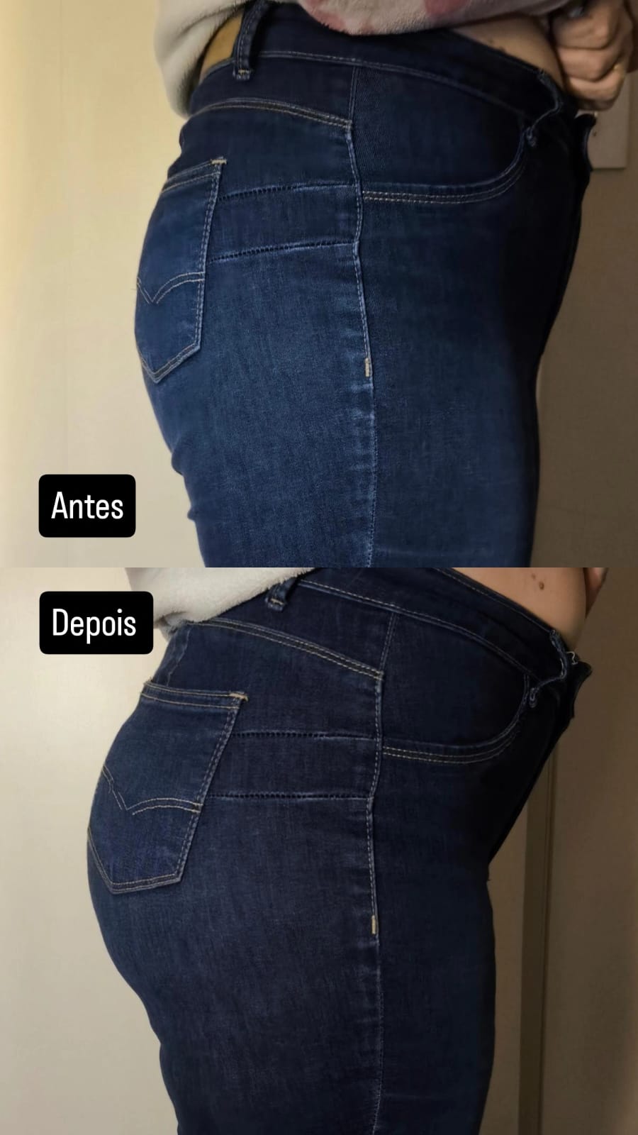 Comparação de caimento usando jeans